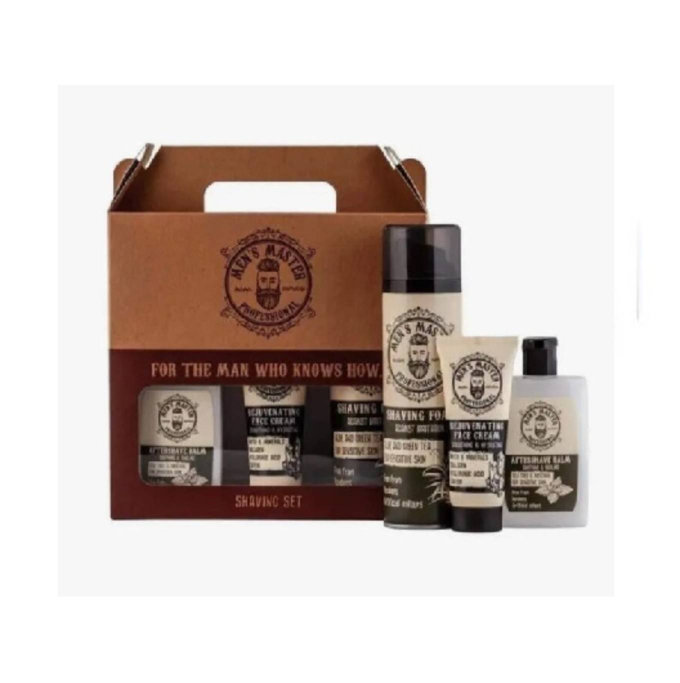 Set rasatura per l'uomo - Schiuma da Barba, Balsamo Dopobarba, Crema viso - Shaving Set