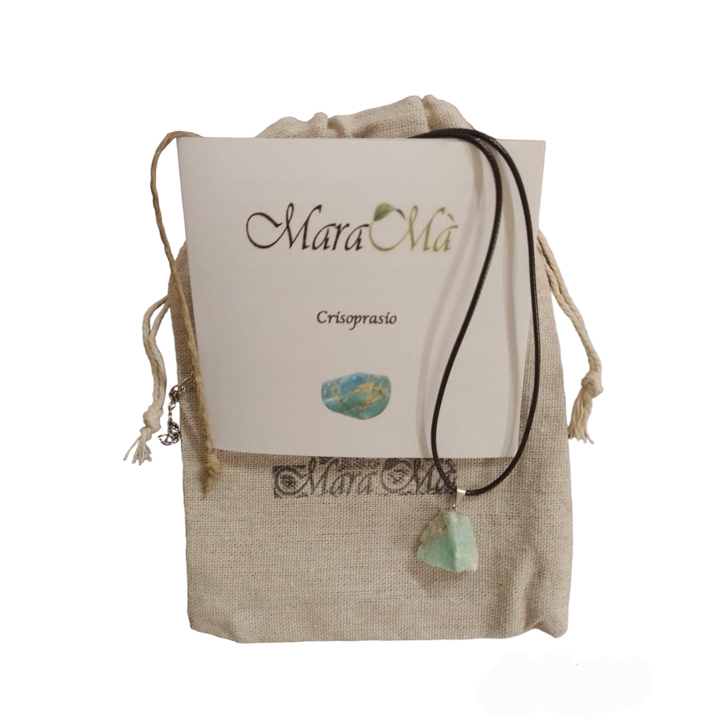 Collana con Ciondolo in Pietra di Crisoprasio grezzo