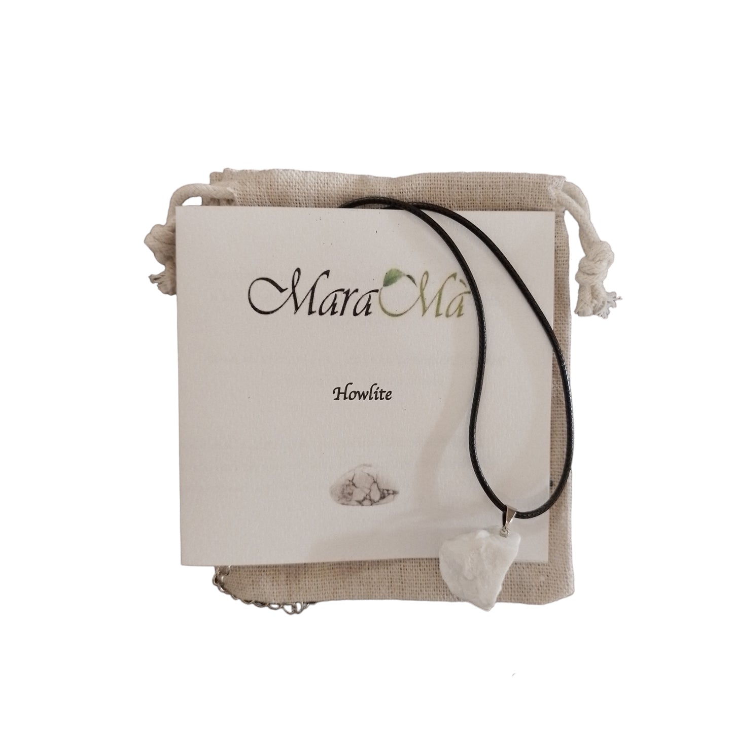 Collana con Ciondolo in Pietra di Howlite Bianca Grezza grezza