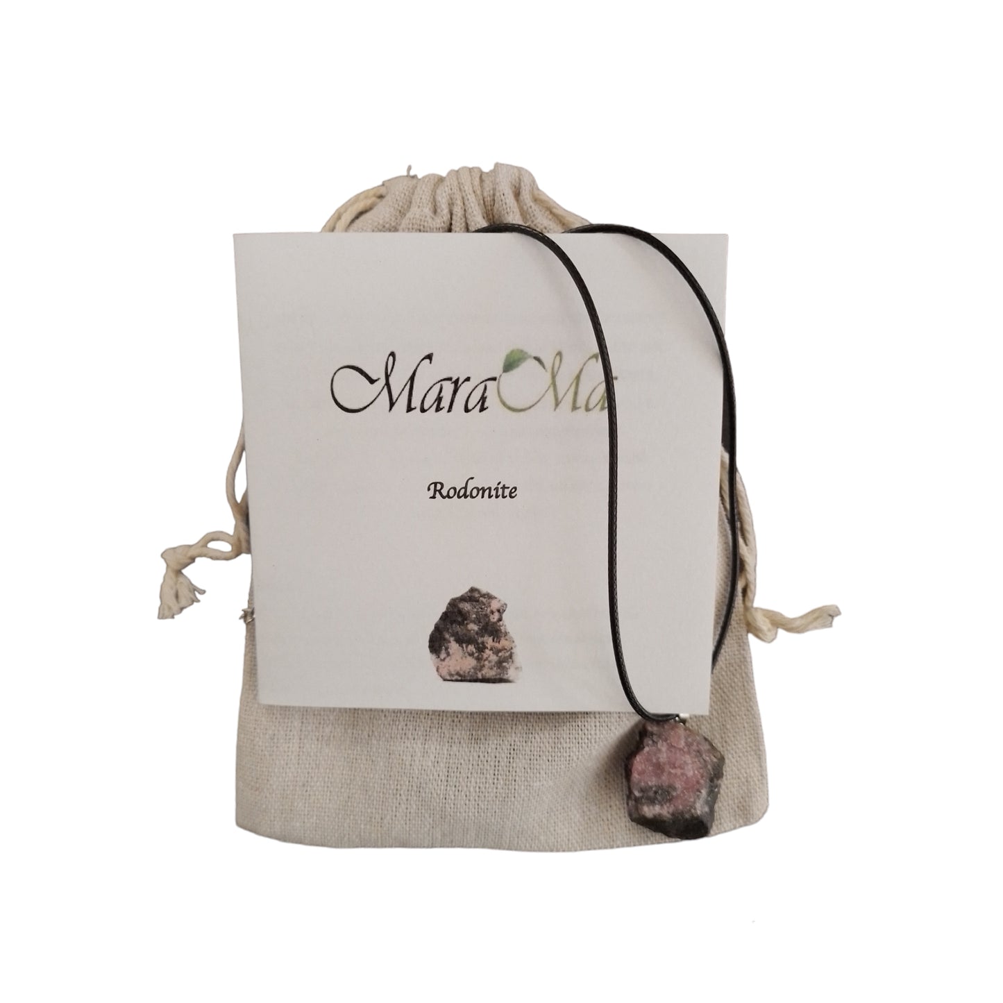 Collana con Ciondolo in Pietra di Rodonite grezza