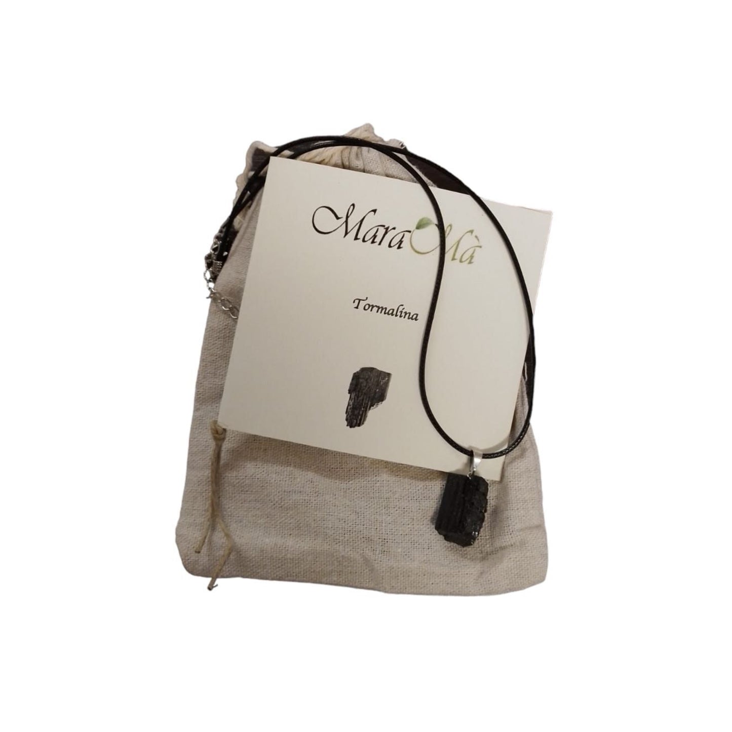 Collana con Ciondolo in Pietra di Tormalina Nera grezza