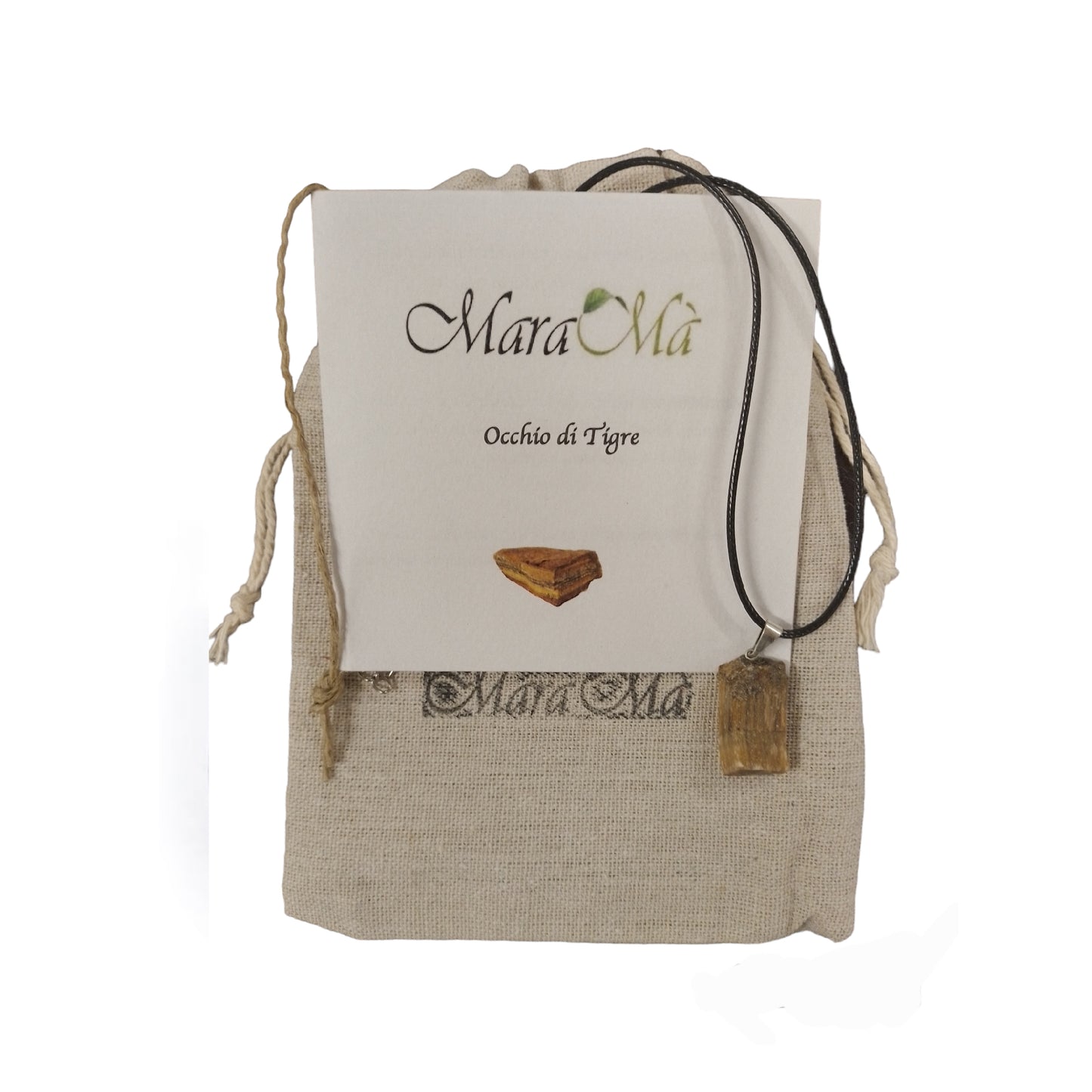 Collana con Ciondolo in Pietra Occhio di Tigre grezzo