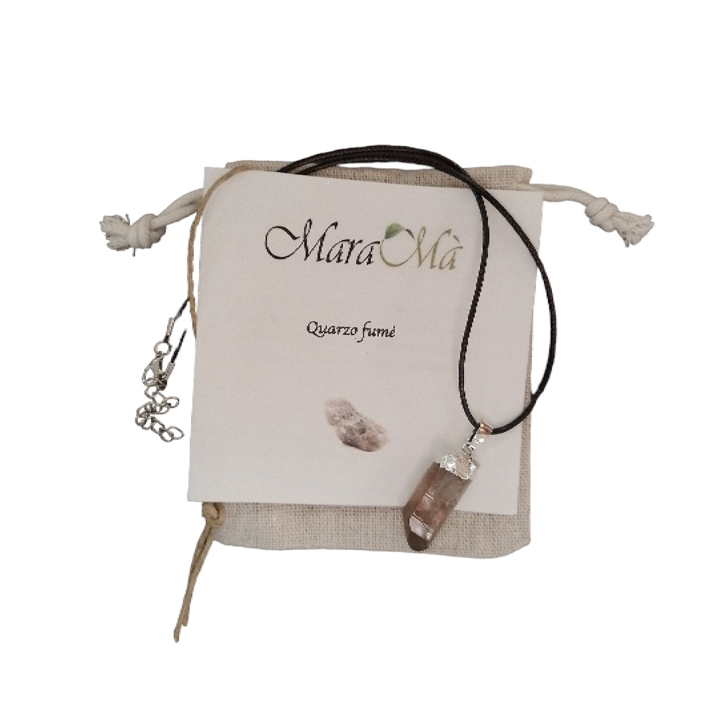 Collana con Ciondolo in Quarzo Fumè grezzo