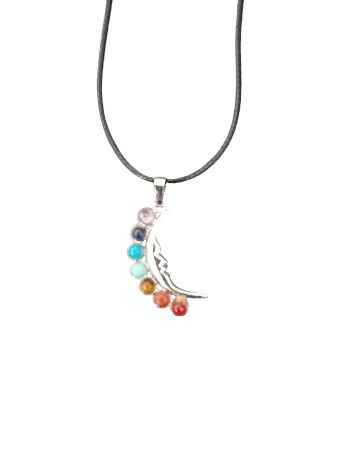 Collana pendente a forma di Luna e pietre dei 7 Chakra