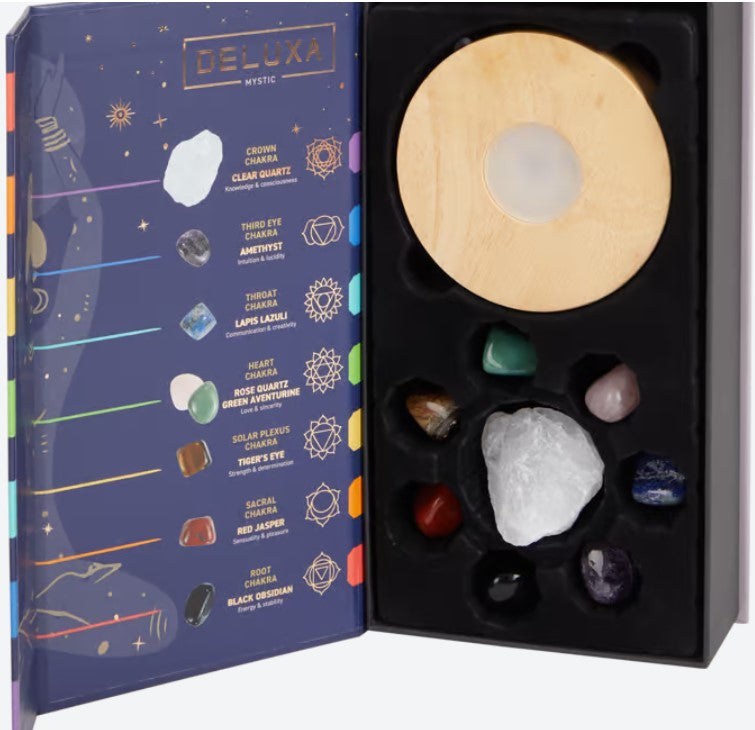 Lampada led USB base in legno con 8 Pietre naturali