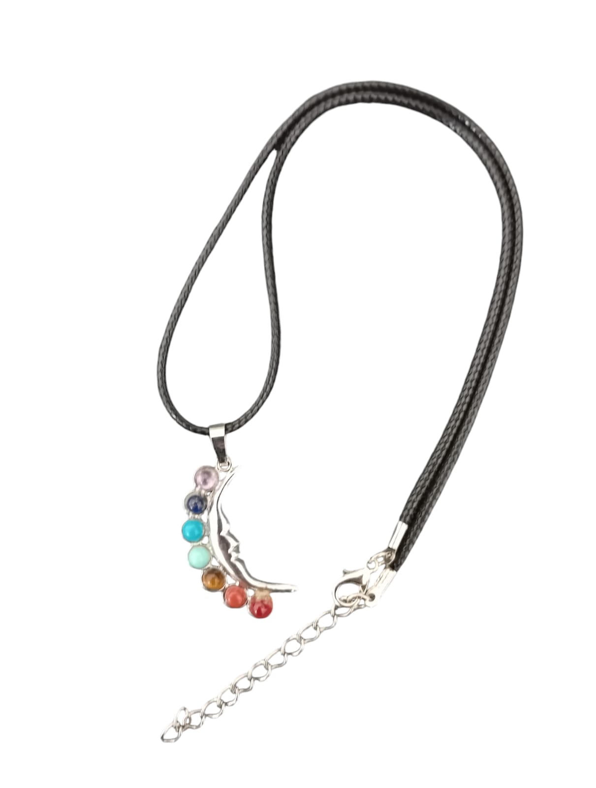 Collana pendente a forma di Luna e pietre  dei 7 Chakra