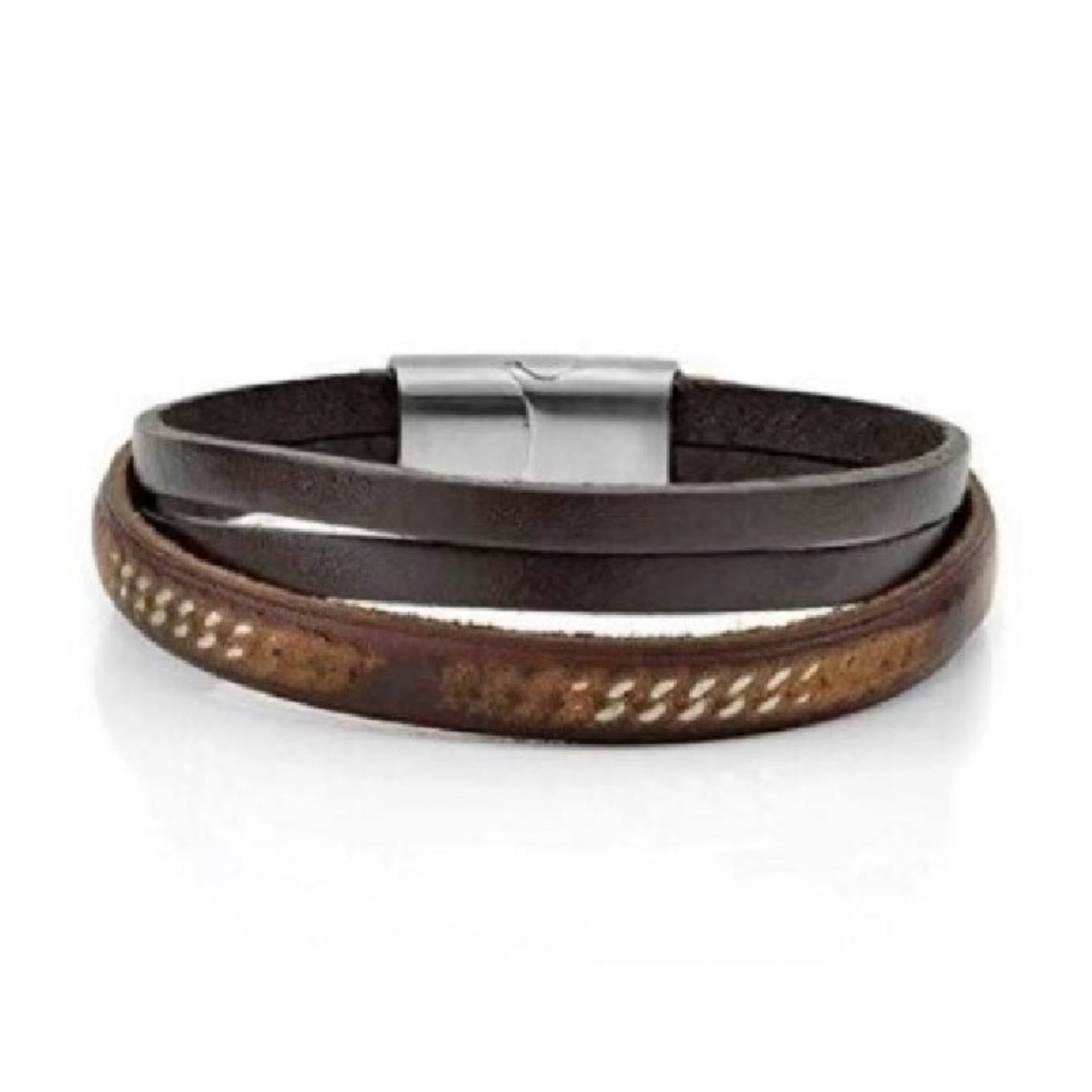 Bracciale da uomo in pelle Naturale Marrone