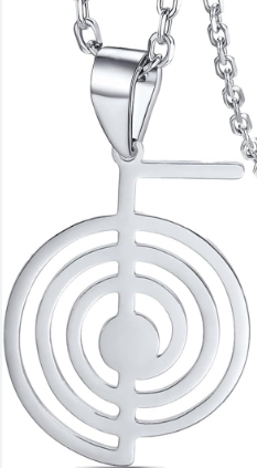Collana ciondolo il simbolo REIKI " CHO KU REI" in colore argento.