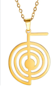 Collana ciondolo il simbolo REIKI " CHO KU REI" in colore oro.
