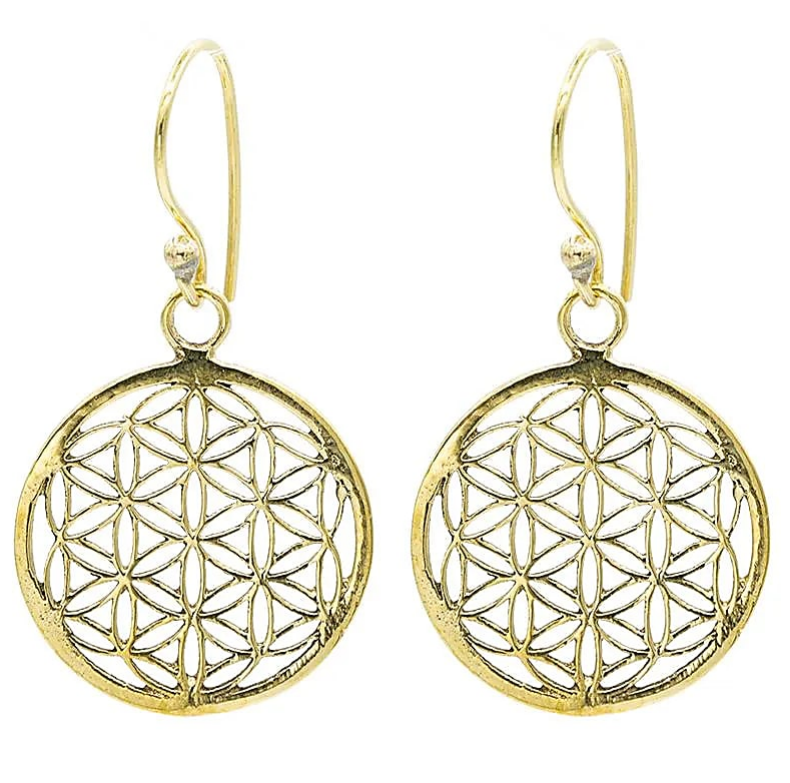 Orecchini Fiore della vita in ottone color oro