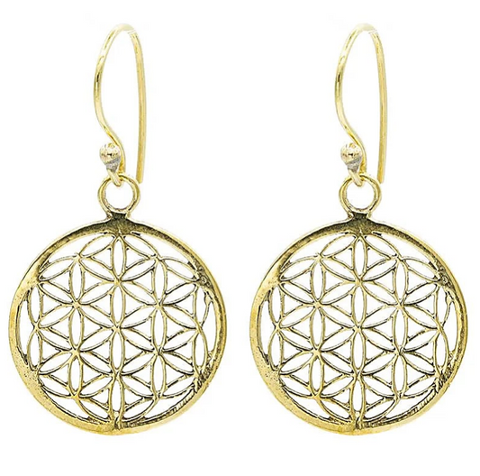 Orecchini Fiore della vita in ottone color oro